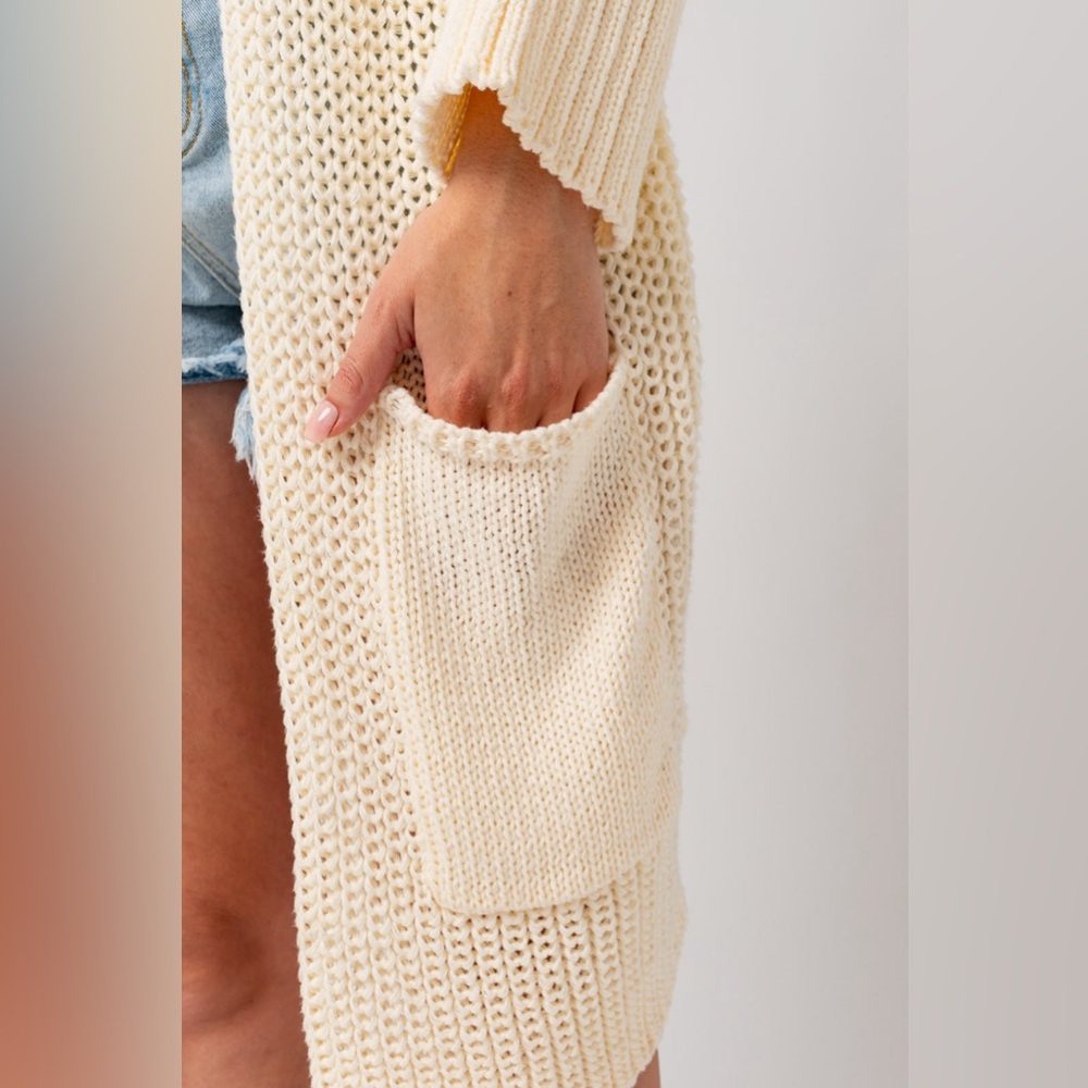 674. Slouchy Sweater Cardigan in Ivory - Picture 5 of 5